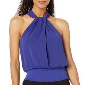 Trina Turk 'Layla' Sleeveless Twist-Front Halter Top, Majorelle Blue